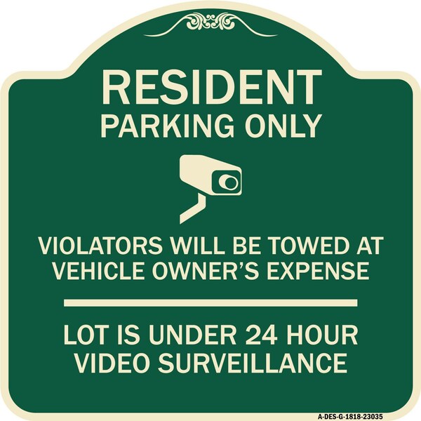 Reserved Parking Resident Parking Only Violators Will Be Towed at Owners Expense Lot, G-1818-23035